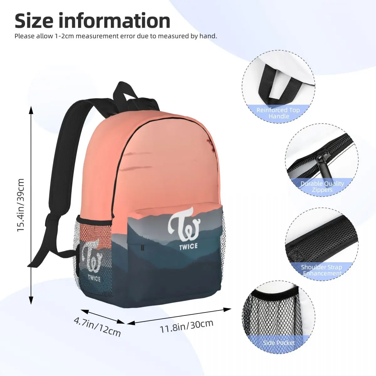 T-Tweemaal Bedrukte Lichtgewicht Casual Schooltas Voor School, Buiten, Winkelen, Kantoor 15Inch