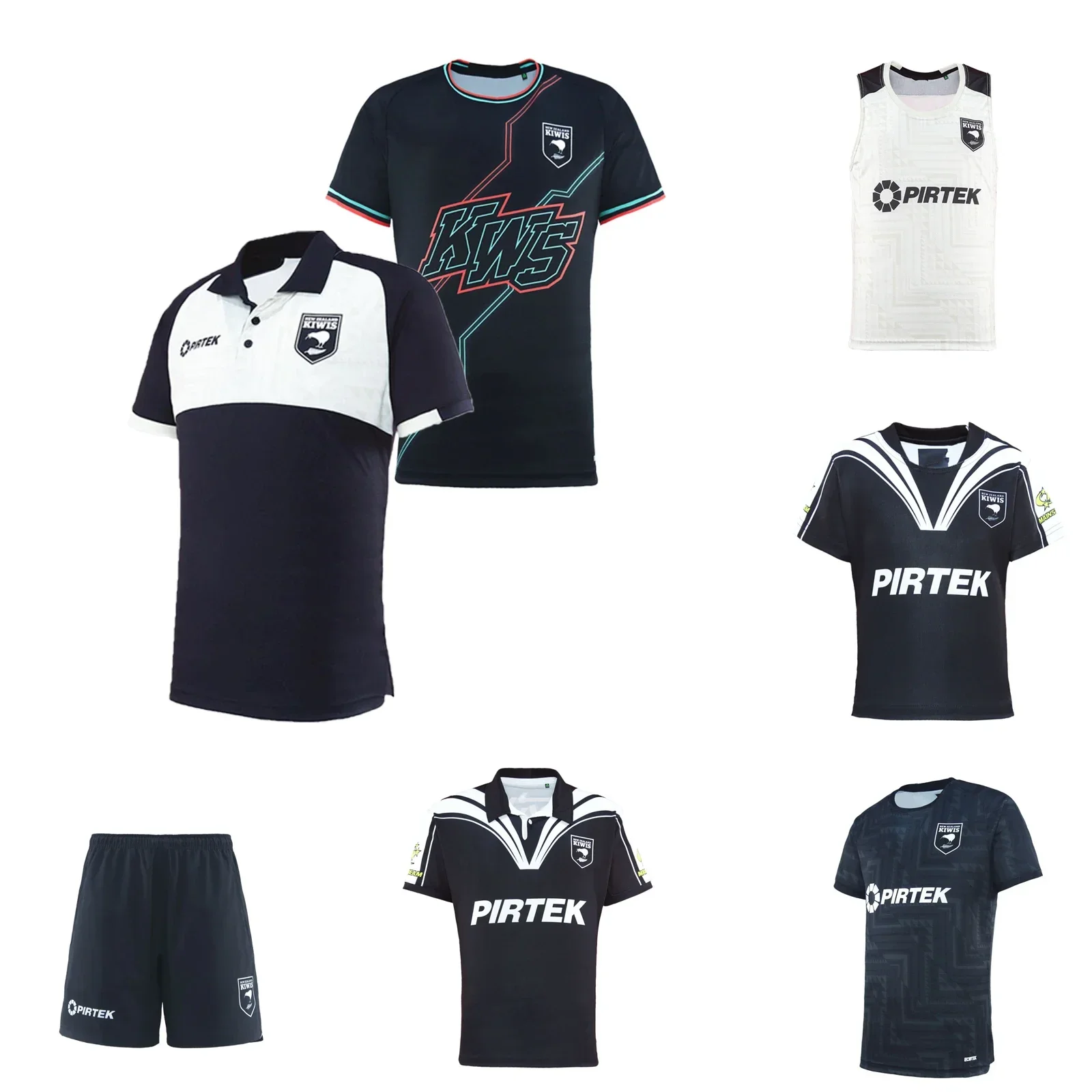 Kiwis Jersey Rugby pria Selandia Baru 2024/25 rompi Rugby celana pendek olahraga menyesuaikan