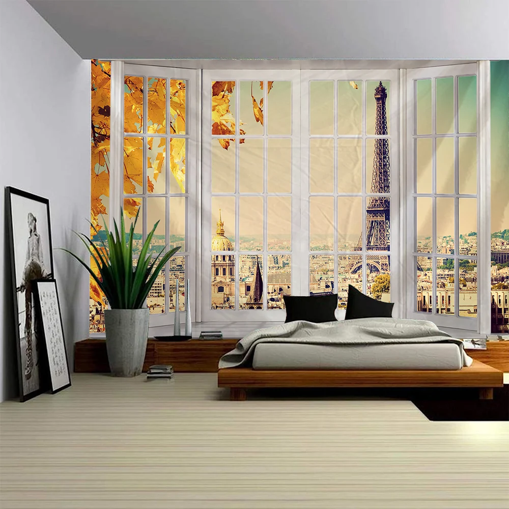 Landscape Tapestry Outside The Window, Wall Art, Large Mural Decoration For Home, Bedroom, And Living Room Decoration