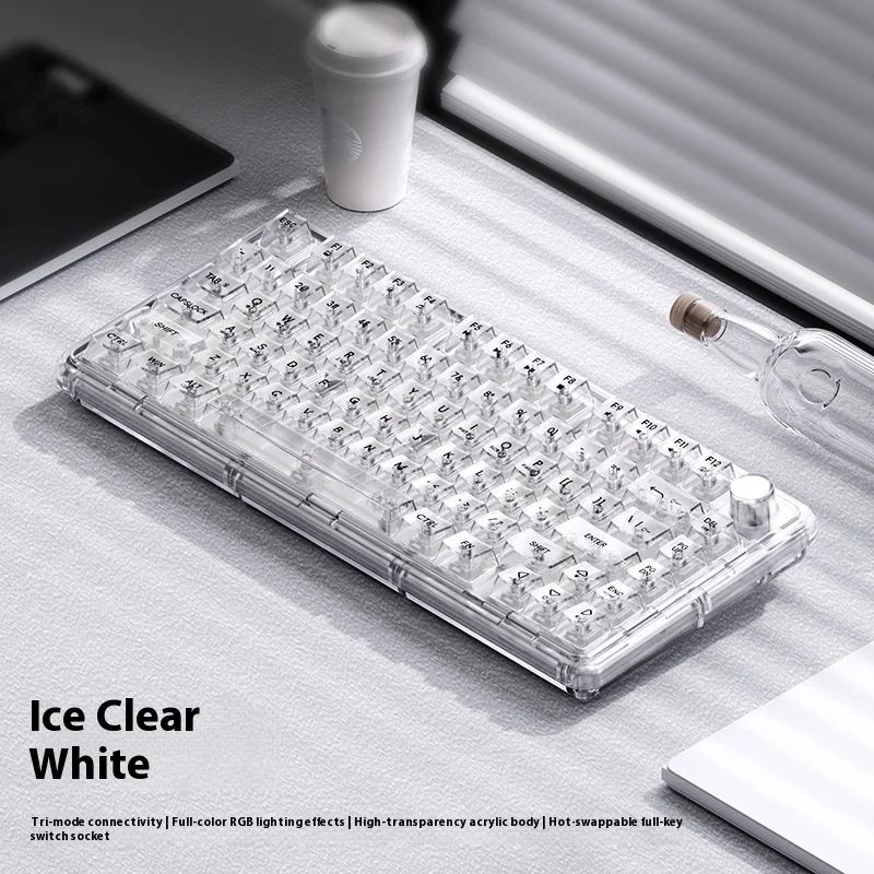 

WEIKA ONE75 трехрежимная индивидуальная механическая клавиатура, акриловая прозрачная прокладка, структура RGB, игра, офис, подарок на день рождения