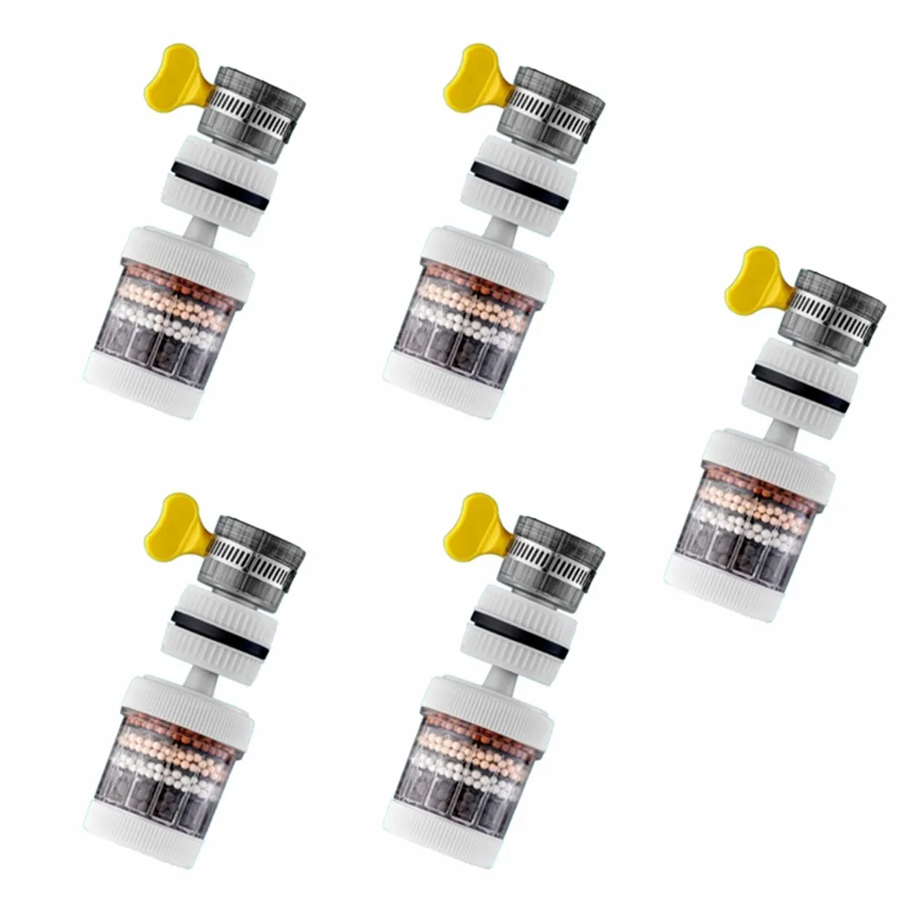 

5Pcs 6-Layer Filter Faucet Filter 360 Degree Rotatable Detachable Filter Water Purifier Splash-proof Easy To Install