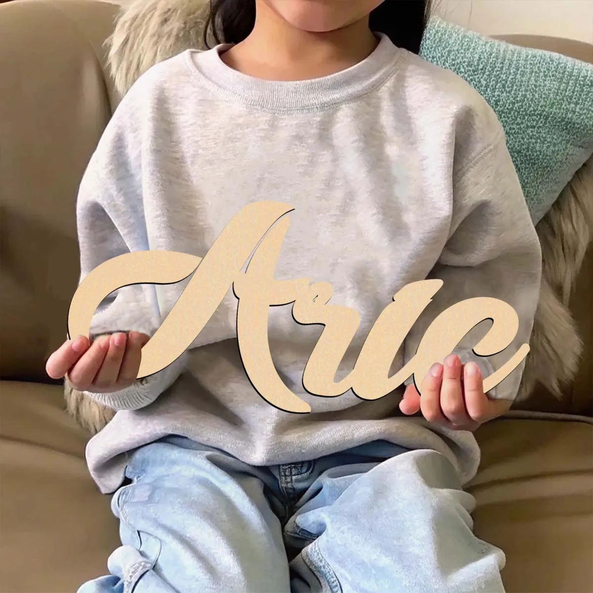 1 Stück lustiges Familienprobe, individueller Name, lasergeschnittenes Schild, Holzmaterial, Holzdekor, vertikale Orientierung, Türbehang-Dekor