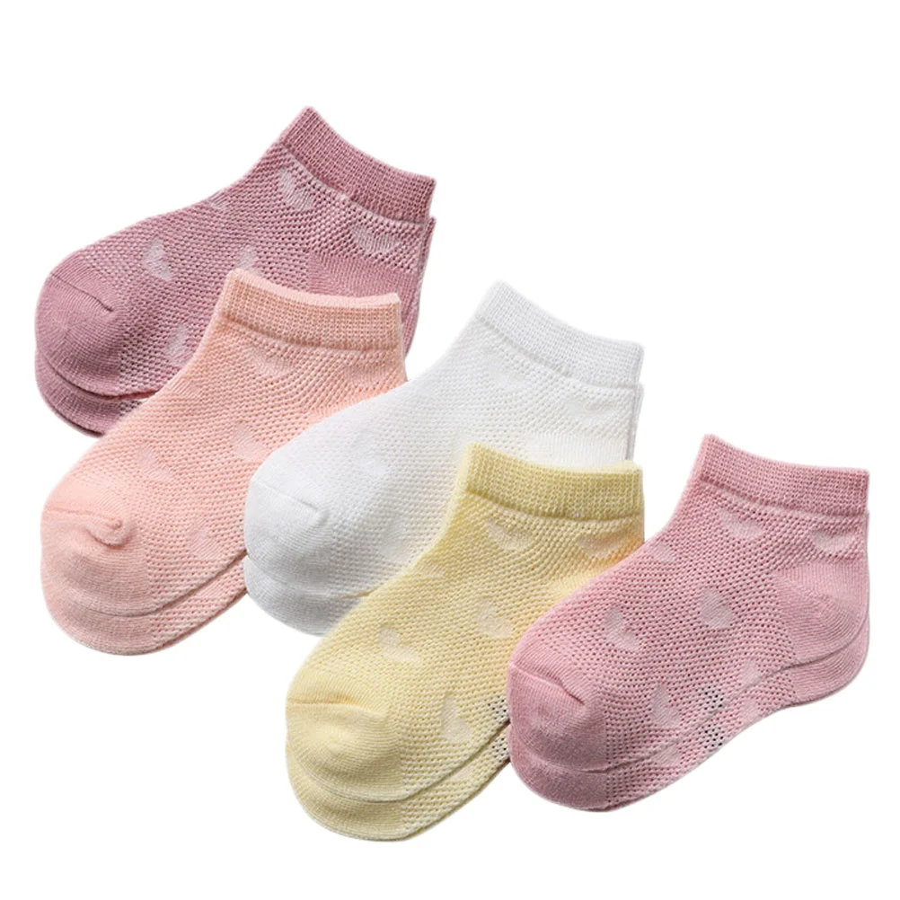

5pcs Kids Spring Summer Boat Breathable Thin Short Socks Solid Color Elastic Durable Ankle Socks Sneakers Casual Shoes Perfect