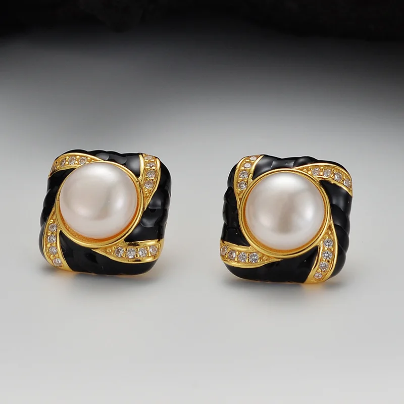 

Ethnic style freshwater pearl earrings women's fashionable boutique jewelry