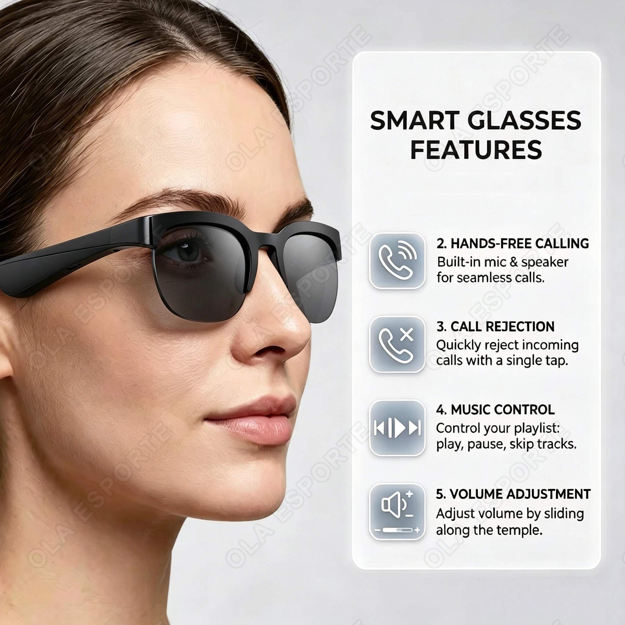 

AI Smart Glasses Wireless Bluetooth Call Music Play Voice Assistant Outdoor Sports Waterproof Sunglasses For Men Women 2026 New