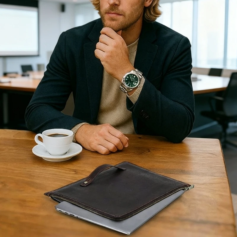 

Кожаная сумка для ноутбука Executive для моделей с диагональю 14 дюймов, подкладка с защитой от царапин и держателем для файлов,