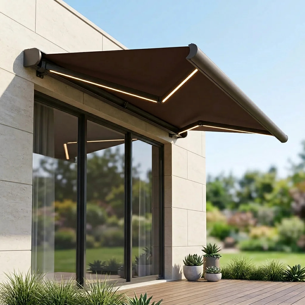 

Electric Retractable Sunshade Remote Control Aluminum Alloy Frame Cloth Sail Waterproof UV Protection All-Season Outdoor Use