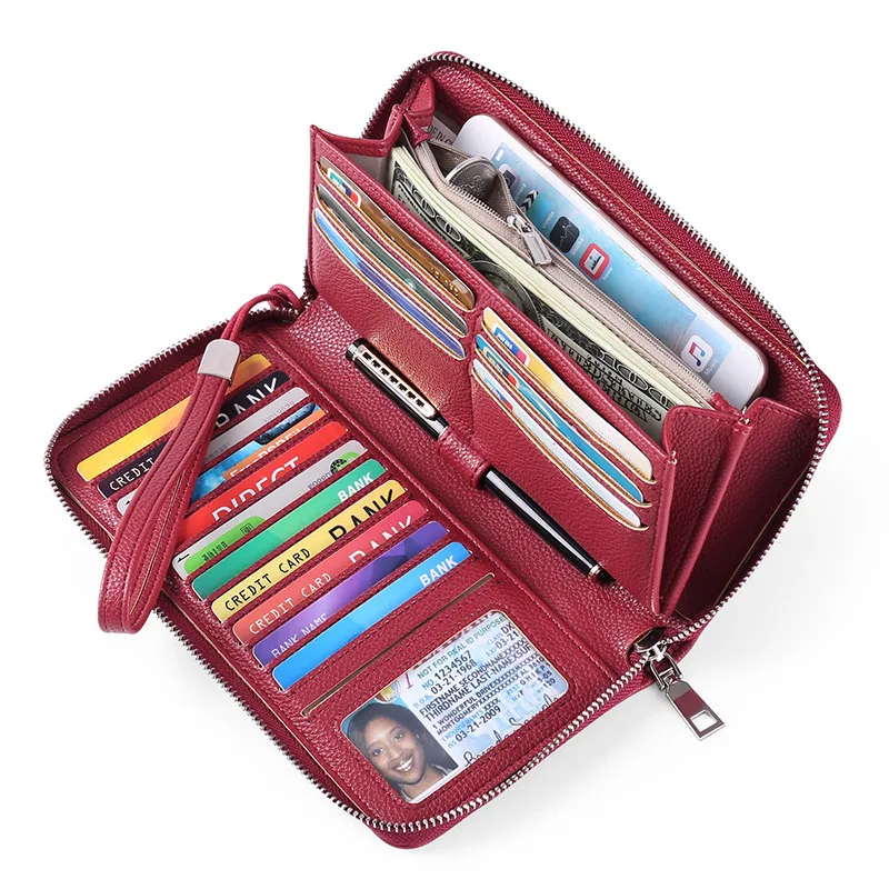 Women's Long Wallet  for Men Women RFID Blocking Clutch Organizer Zipper Wallet Leather Business ID Credit Card Holder  Purses