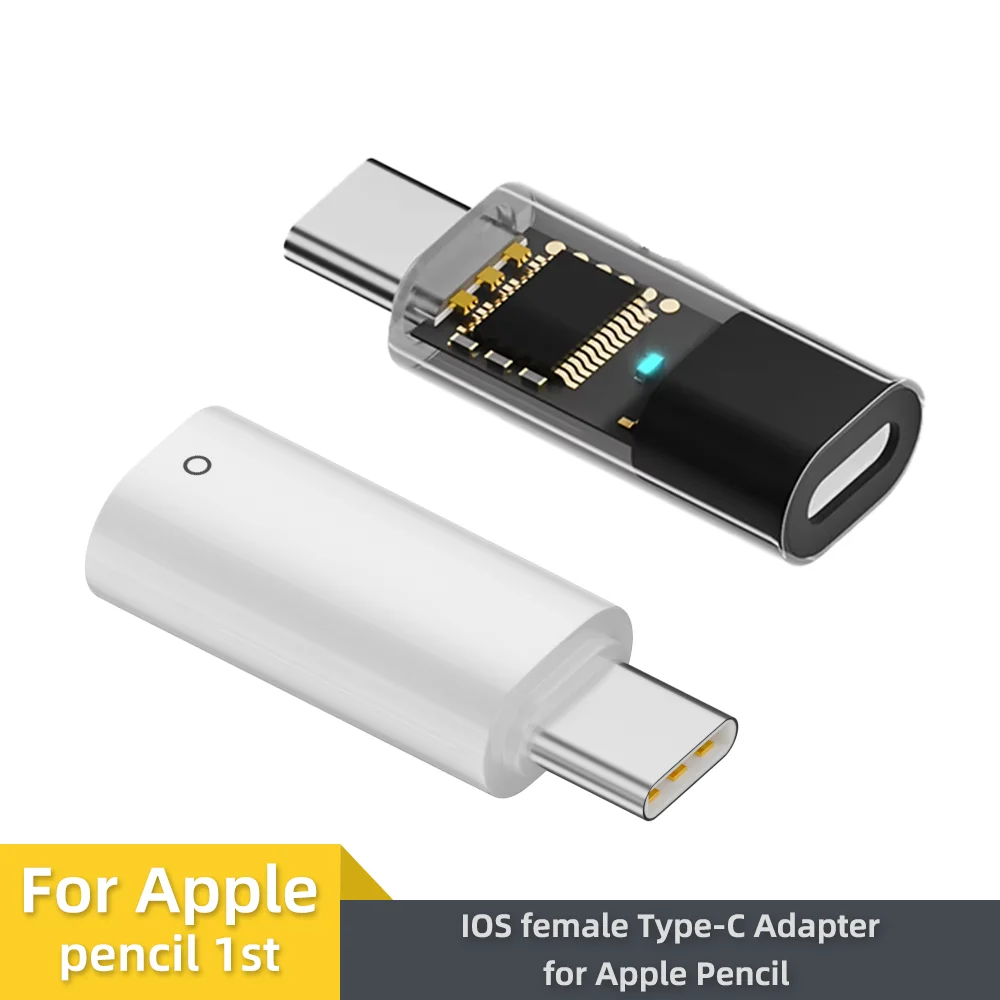 Ligting To Type-C Connecter Adapter for Apple Pencil 1st Generation Bluetooth-Compatible Stylus Pen Charge Adapter for IPad10