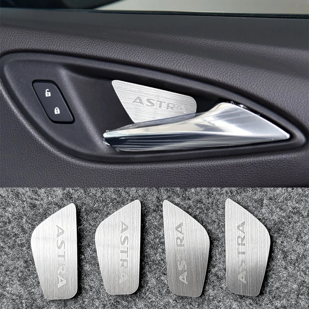 Prata Metal Interior Door Handle Cover Adesivos, Acessórios para Carro, Opel Astra K, 2016, 2017, 2018, 2019, 2020