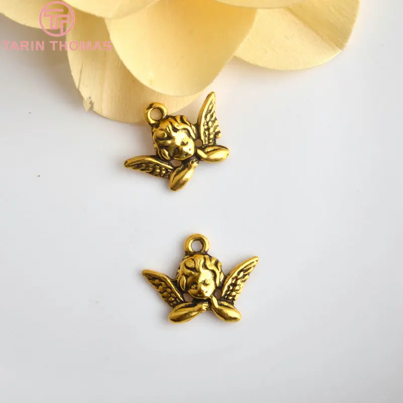 (3901)10PCS 20x11MM Antique Gold Color Plated Zinc Alloy Necklaces Pendants Angel Charms Diy Handmade Jewelry Findings Wholesale