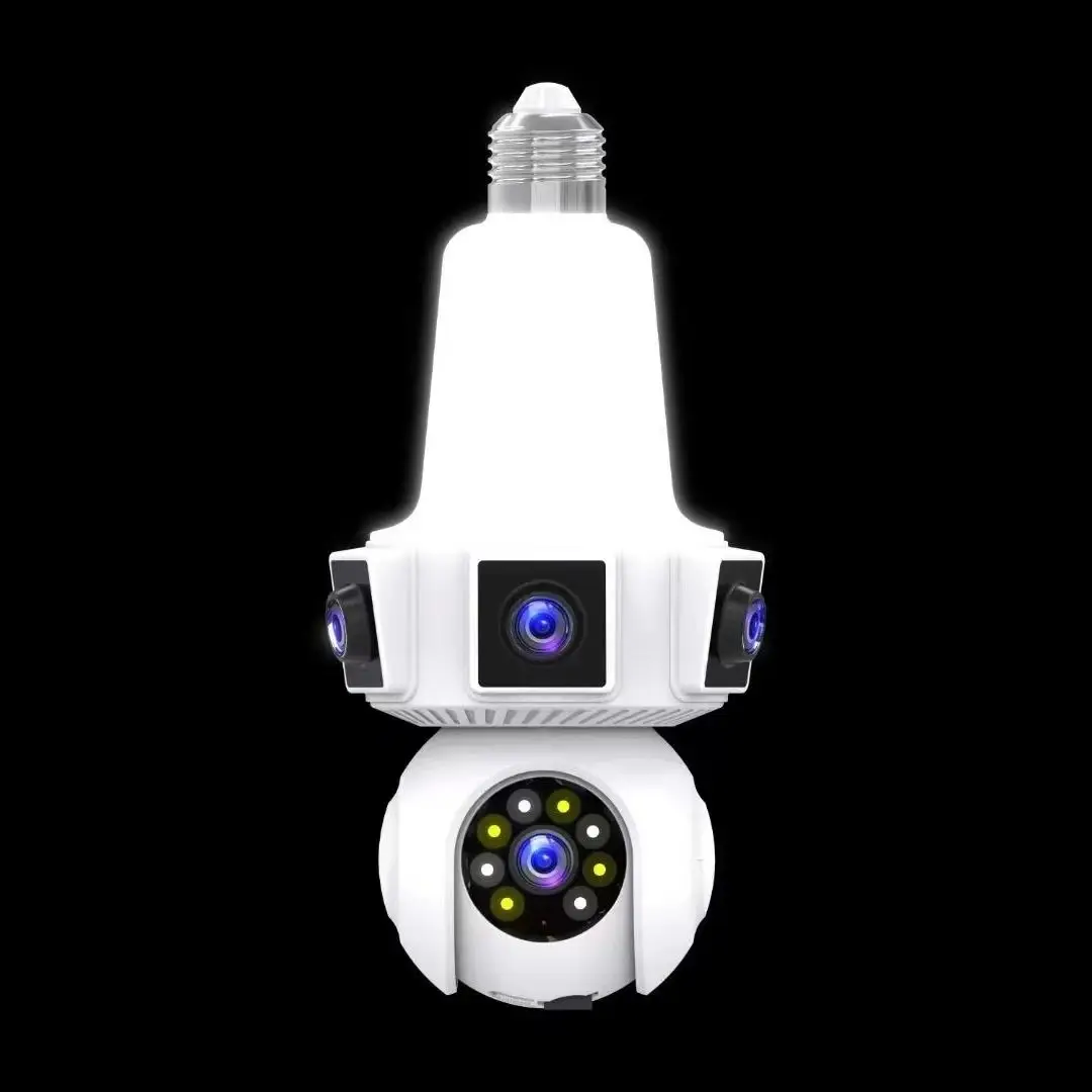 6MP V380Pro APP Dual Lens Full Color E27 Lamp Head Wireless PTZ IP Dome Camera AI Humanoid Detection Home Security Monitor