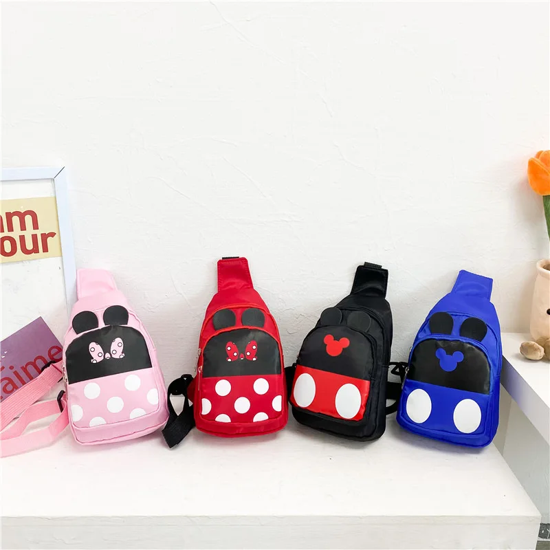 Disney-bolso de hombro de Mickey Mouse para niños y niñas, bandolera de dibujos animados, bolso de pecho trasero, paquete de viaje