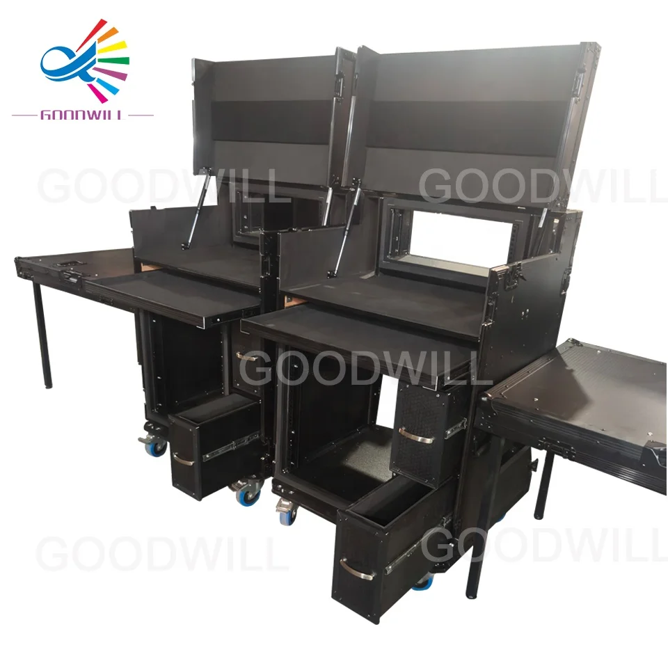 Professional DJ Workstation Flight Case Durable Aluminum Cover Table for Broadcasting Mobile Recording Studio Road Box Pro