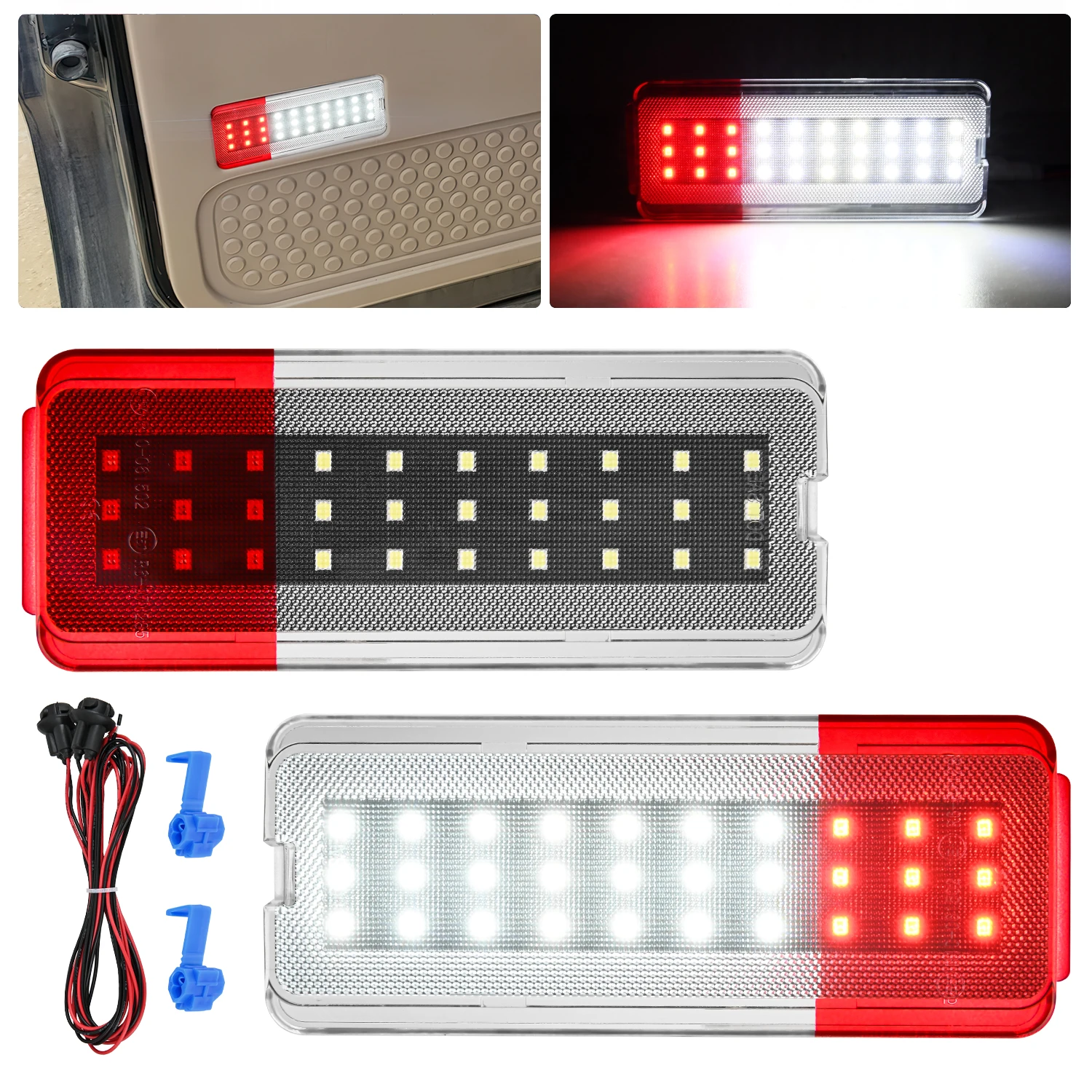 Nilight 2PCS LED Door Panel Courtesy Light for Ford 1999-2007, White Red | for Ford F250 F350 F450 F550 Super Duty 1999-2007 Excursion 2000-2005, Interior Lights Plug and Play