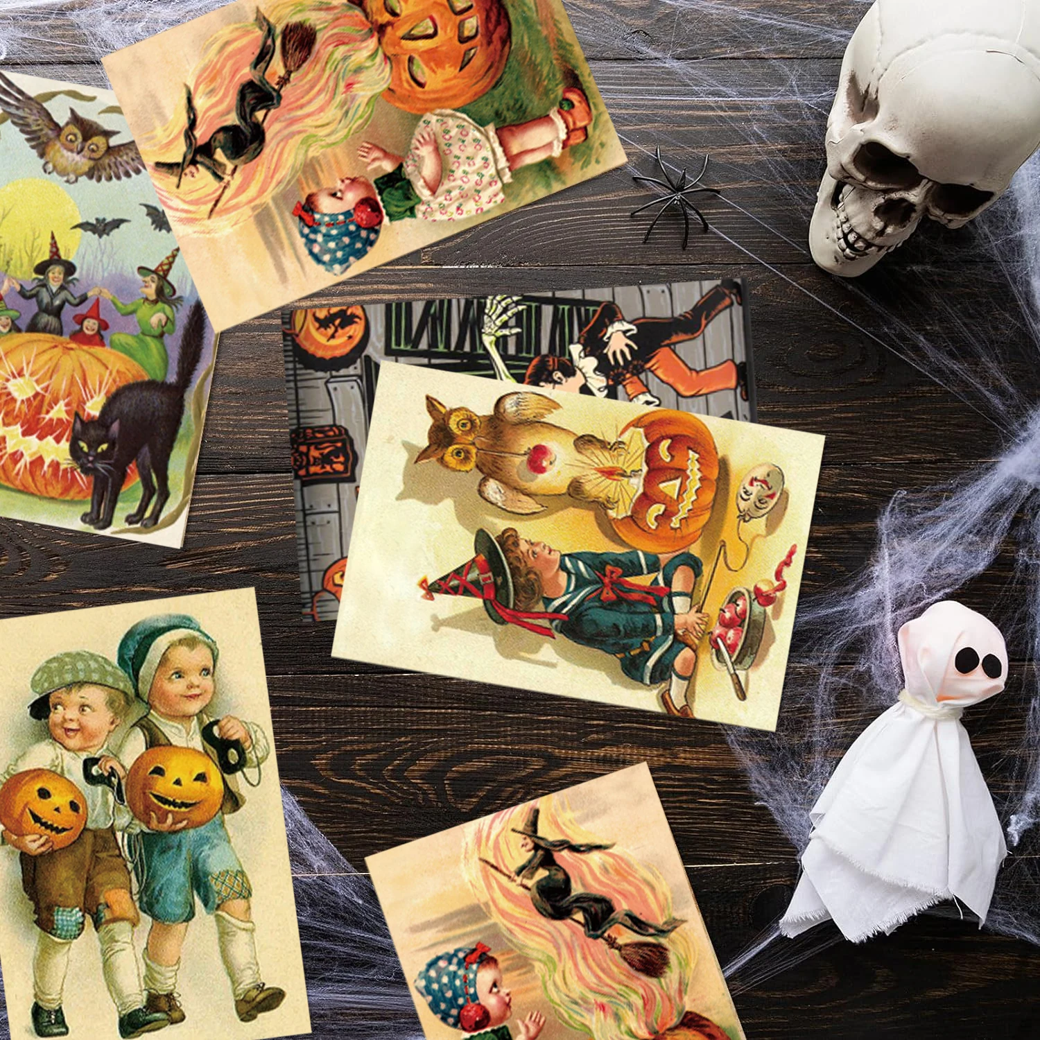 12/24 Stück Halloween-Themenparty-Einladungen, Postkartenkarte, Kürbis-Geist-Grußkarten, Happy Halloween Party Supplies