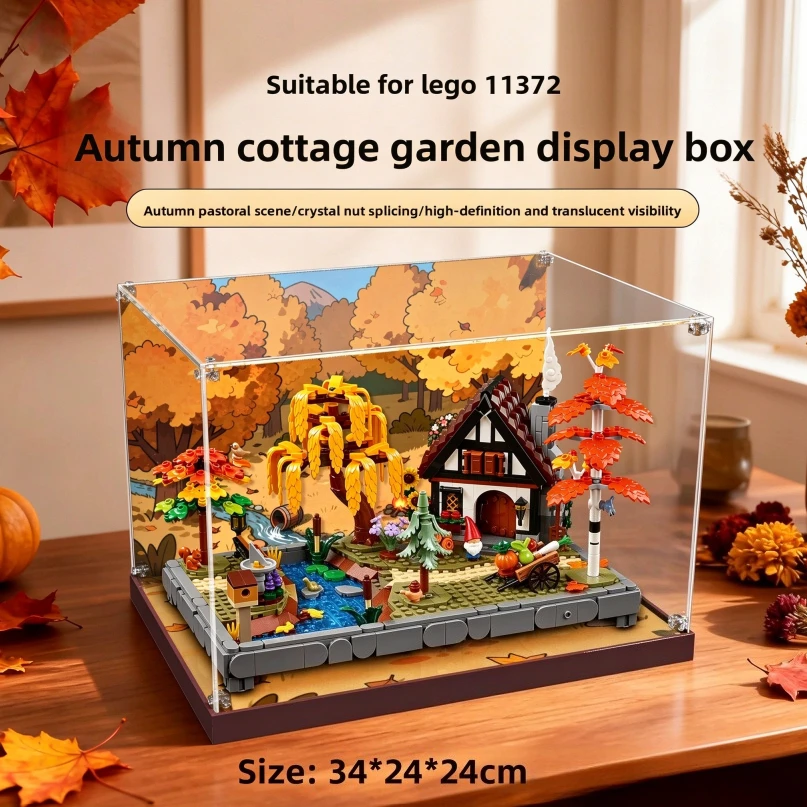 High-definition display box, transparent acrylic dust cover suitable for LEGO 11372 Autumn Cottage Garden