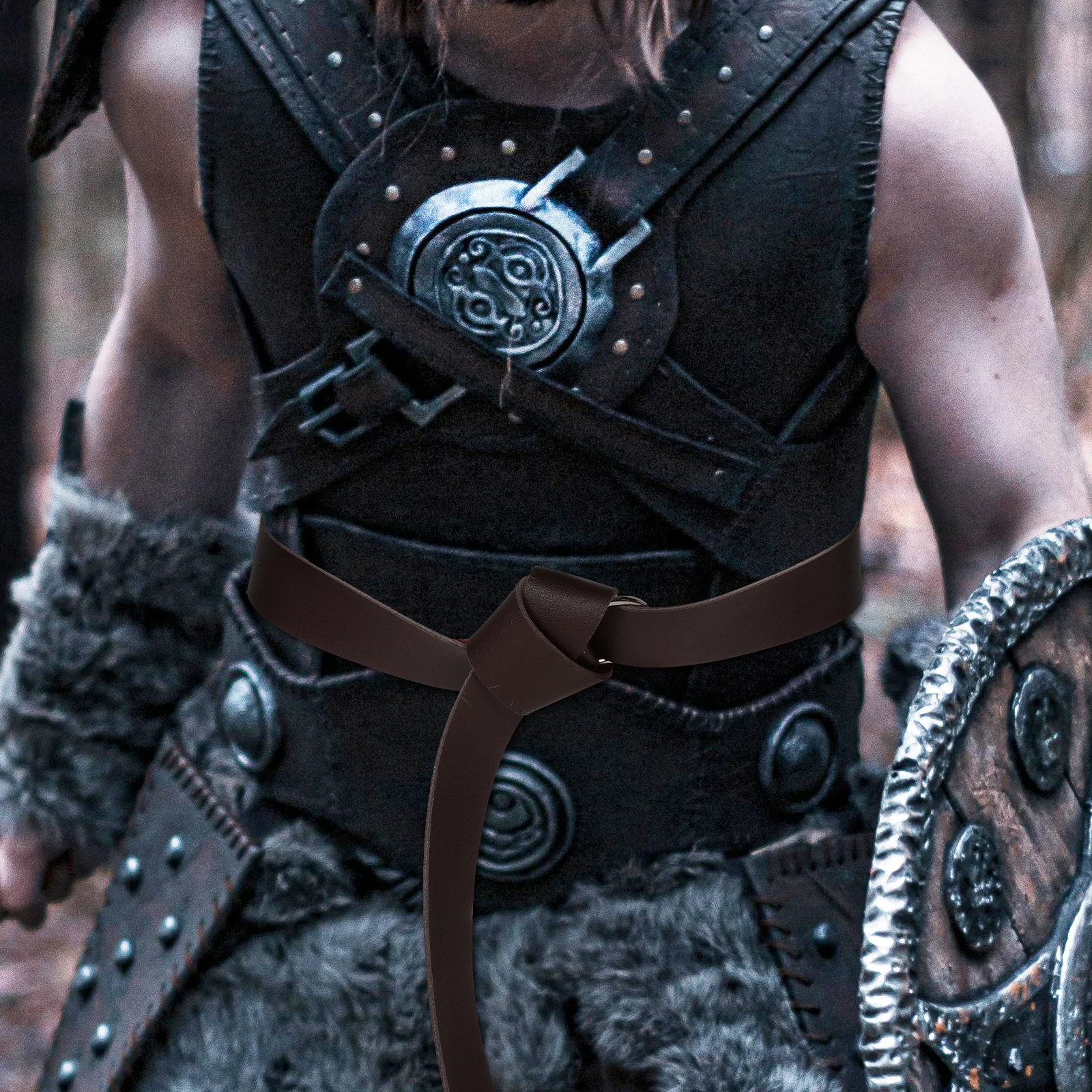 Cinturón Medieval de Pu ajustable, faja de cintura de pirata renacentista vikingo marrón para Cosplay, vestido elegante de Halloween para hombres y mujeres