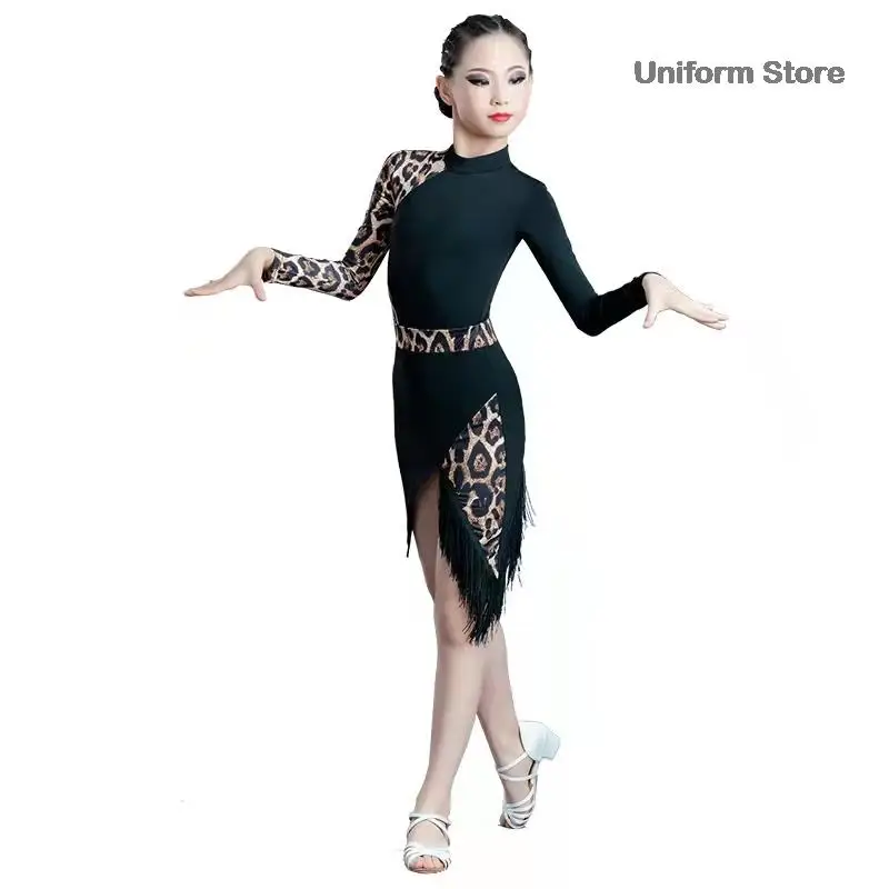 Meisjes Professionele Latin Dansjurk Kids Ballroom Salsa Dans Kleding Kinderwedstrijden Latin Podium Kleding