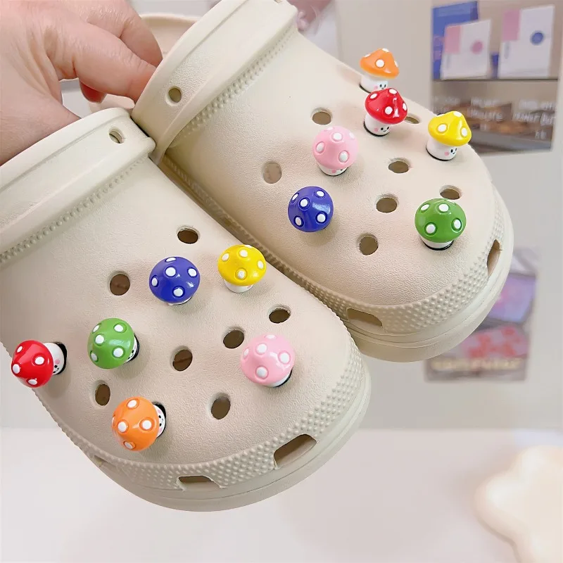 Whole Set Hot Sale DIY Hole Shoes Charms for Cute little mushroom Charms Designer Quality Garden Shoe Decoration Girl Gift