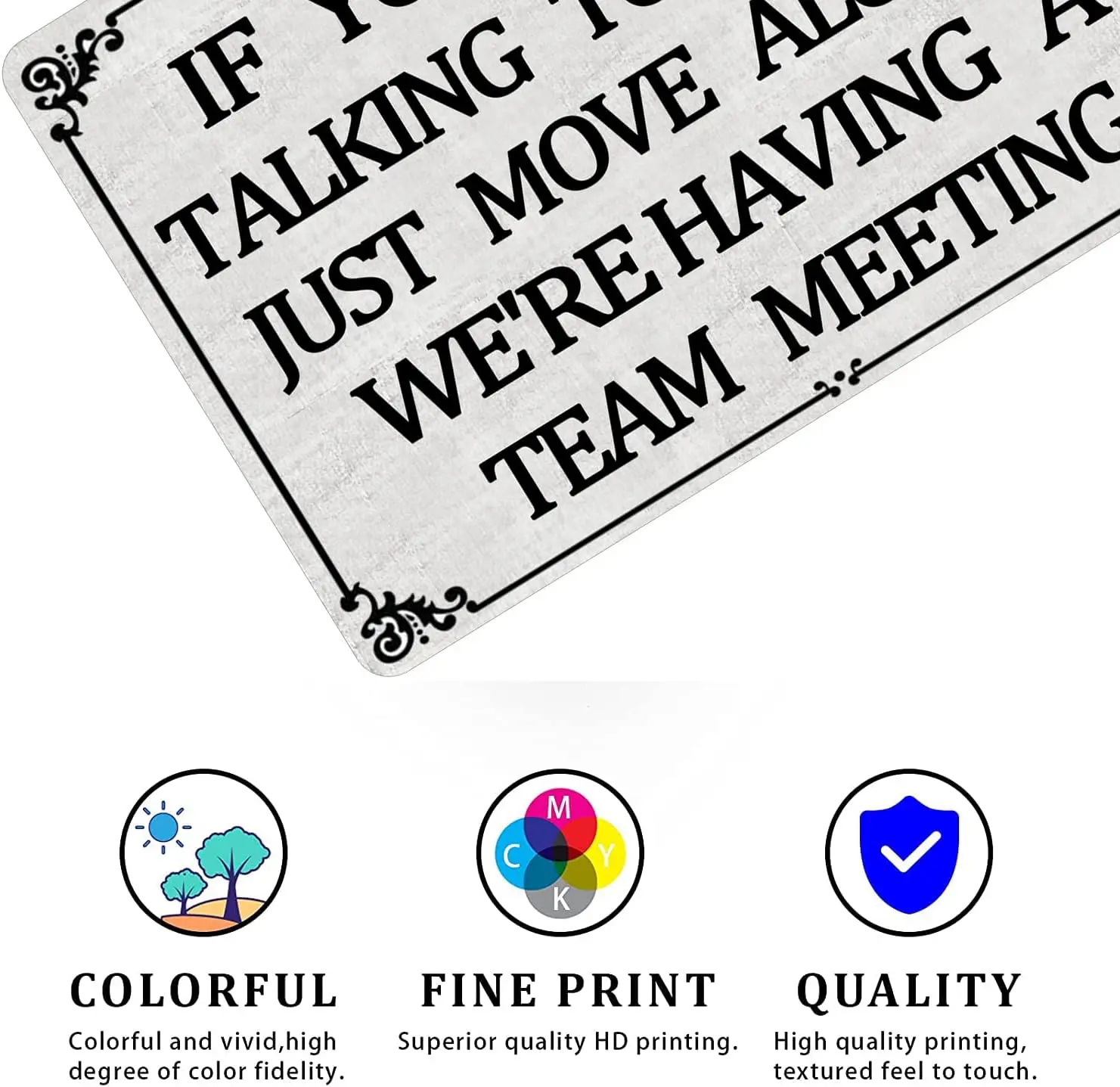 Funny Office Metal Tin Signs Humor Wall Art Decor, If You See Me Talking To Myself We\'re Having A Team Meeting, Cubicle