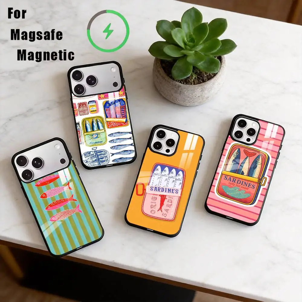 

S-Sardine Phone Case For iPhone17,16,15,14,13,12,11 Plus,Pro Magnetic For Magsafe Wireless Charging