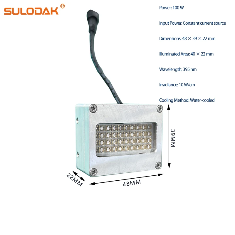 

100w SU-402235AWater Cooled Linear UV LED Curing Lamp 395 nm for Epson 6090, 6045 Ink Pre-curing variUV Glue Drying varnish
