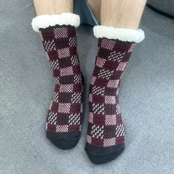Heren Fuzzy Sokken Plaid Winter Kort Katoen Verdikt Thuis Slapen Thermisch Zacht Antislip Vloer Sok Mannelijke Geschenken Pluizig 2025 Nieuw