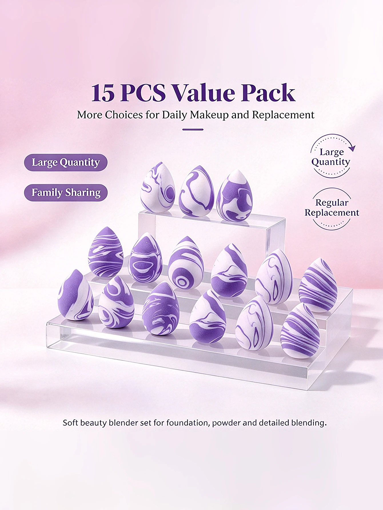 15Pcs Professional Makeup Sponge Set Mini Soft Cosmetic Blender & Powder Puff Beginner-Friendly Face Makeup Set