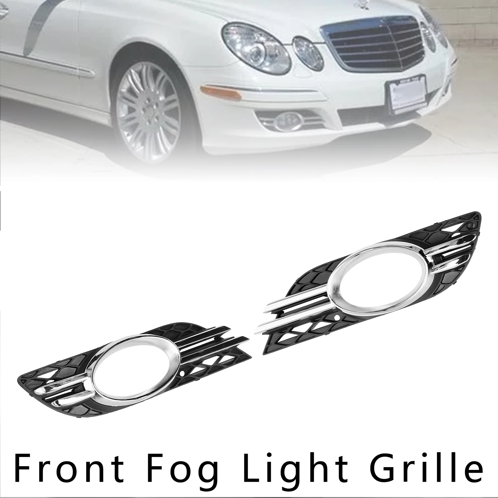 

Artudatech Front Fog Light Grill Chrome Trim Cover Set Fit for Mercedes-Benz E-CLASS W211 07-09