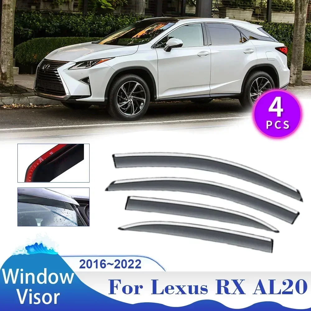 Window Visor for Lexus RX 450h AL20 200t 2016~2022 2017 Car Sun Rain Guard Deflector Side Vent Smoke Covers Exterior Accessories