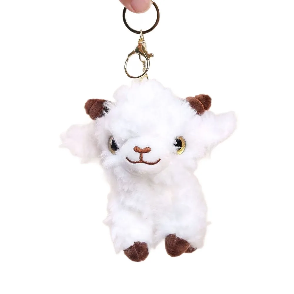 Cute Cartoon Standing Lamb Pendant Soft Curly Fur Keychain Fluffy Lamb Keyring Bag Pendant
