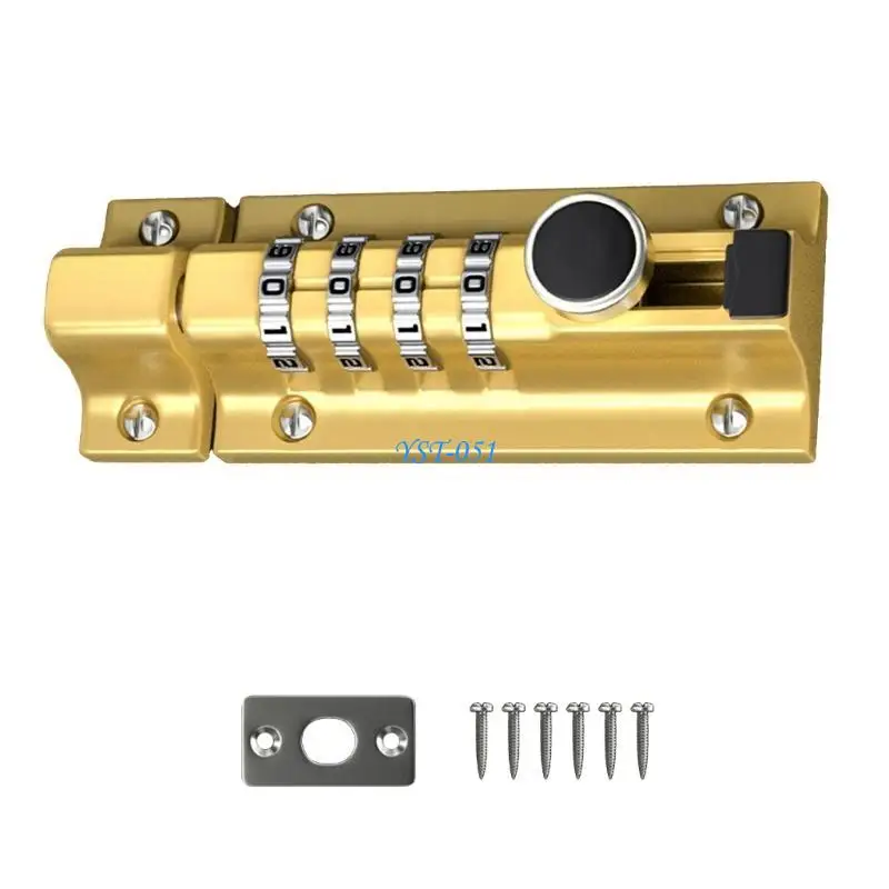 E15A Slide Bolt Lock Mechanical Password Lock Aluminum Alloy Sliding Bolt Door Lock Anti-theft Safety Combination Digit Lock
