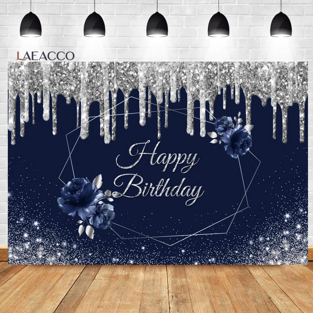 

Laeacco Gold And Silver Glitter Dots Rose Background Sweet 16 18th 21st 30th 40th Women Portrait Customized Photography Backdrop