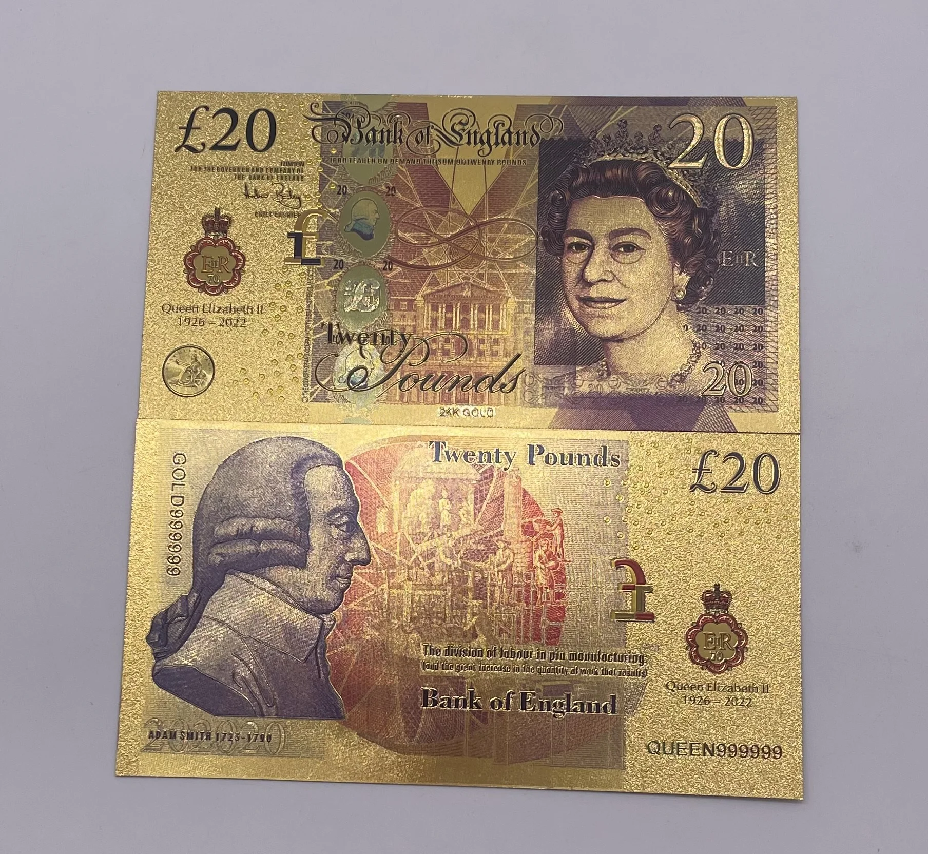 England Queen Elizabeth II Golden Banknotes GBP UK5 10 20 50 Pound Creative Gifts Souvenir for collectibles