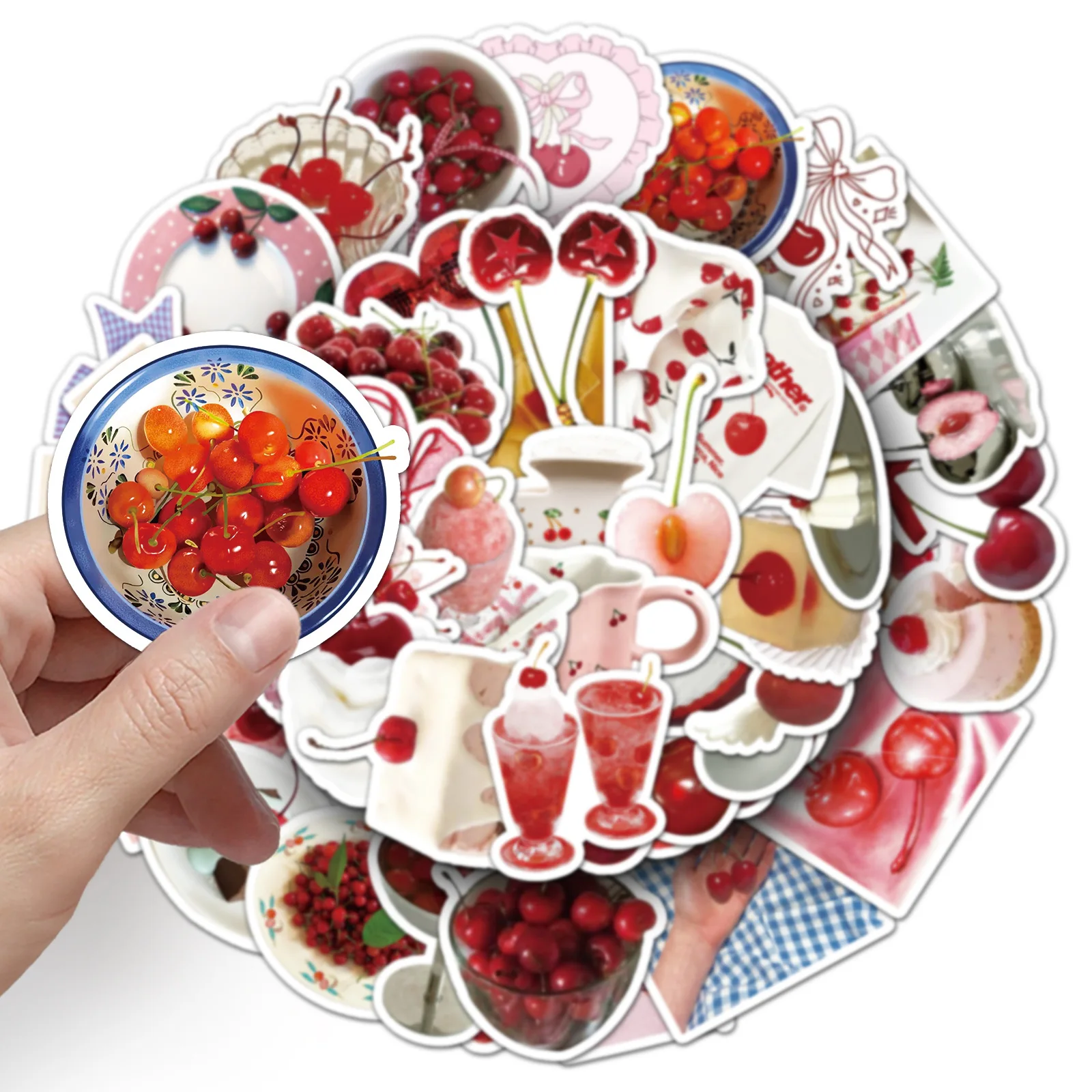 50pcs Cherry Graffiti Stickers Creative Fruit Guca Decor Cup Stickers