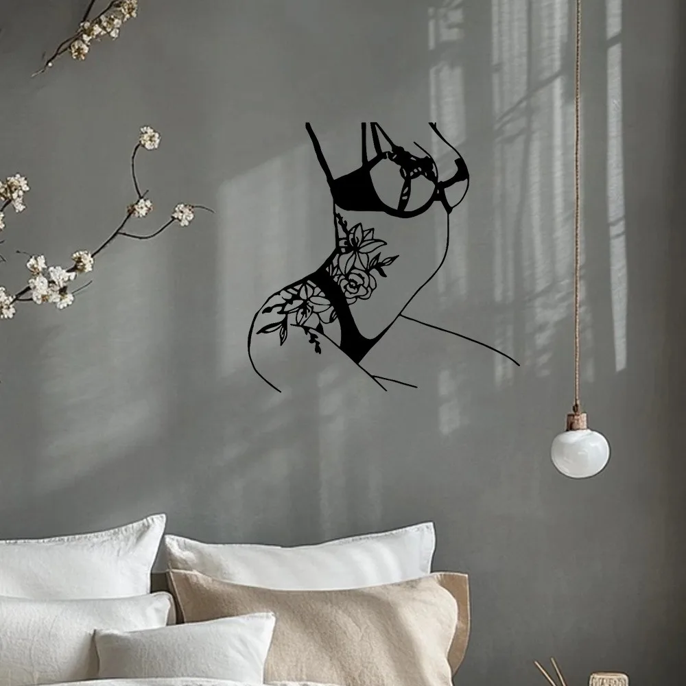 CIFBUY Iron Art Wall Decor Boho Metal Woman Silhouette Floral Line Art Shadow Design Indoor Outdoor Yard Living Room Craft