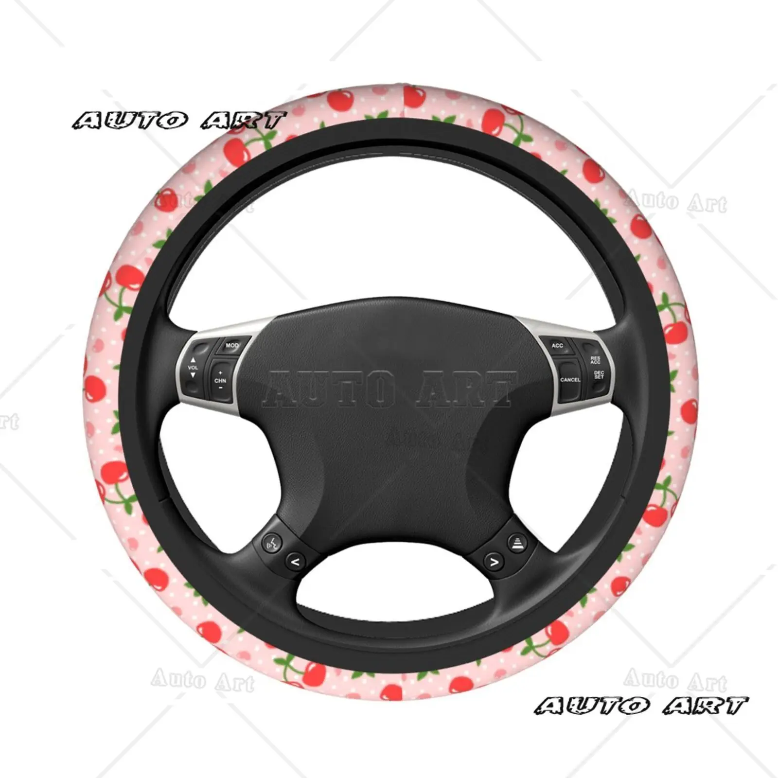 Cute Cherry Patterned Steering Wheel Cover for Car Accessories Universal 15 Inch Anti Slip and Sweat Absorbing Car Accessories
