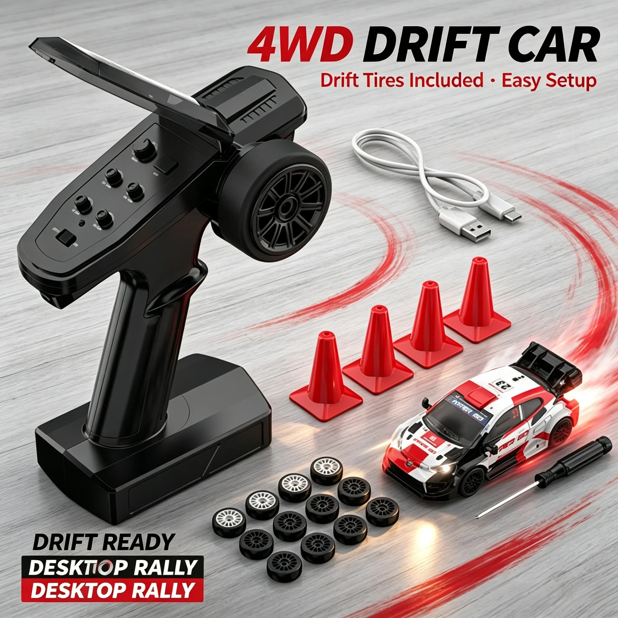 MJX HYPER GO 43308 1/43 RC Rally Car 4WD Drift Remote Control Car 2.4G Proportional Mini Desktop Racing Vehicle