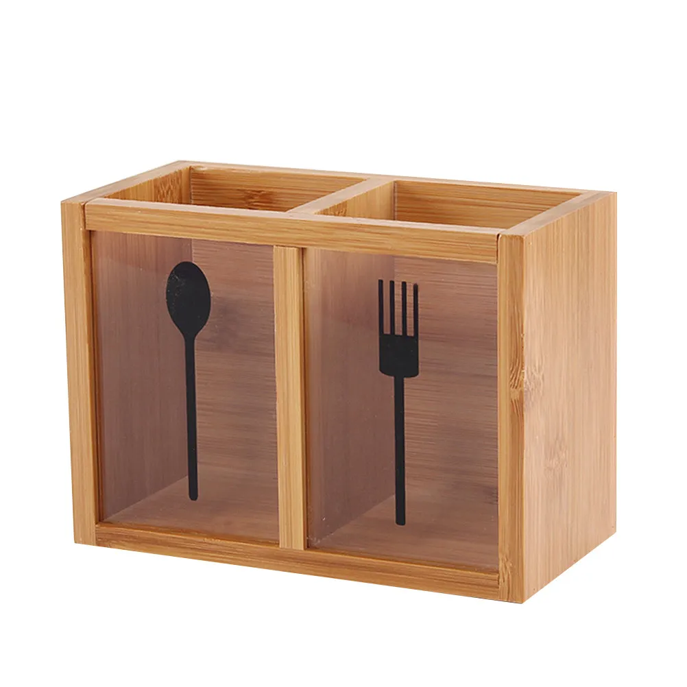 Premium Bamboo Utensil Holder Chopsticks Organizer Kitchen Tool Holder Crock for Fork Spoon Tongs Cutlery Kitchen Organizer