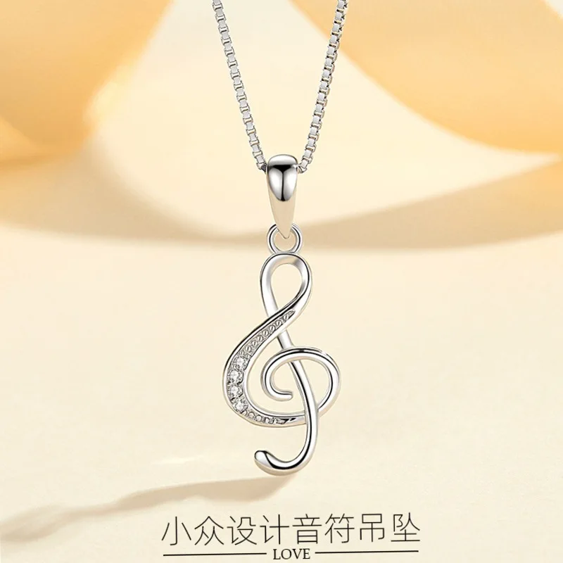 Bracelet Hand String S925 Sterling Silver New Mori Love Rhythm Pendant Women's Cold Style Collarbone Necklace Pendant European