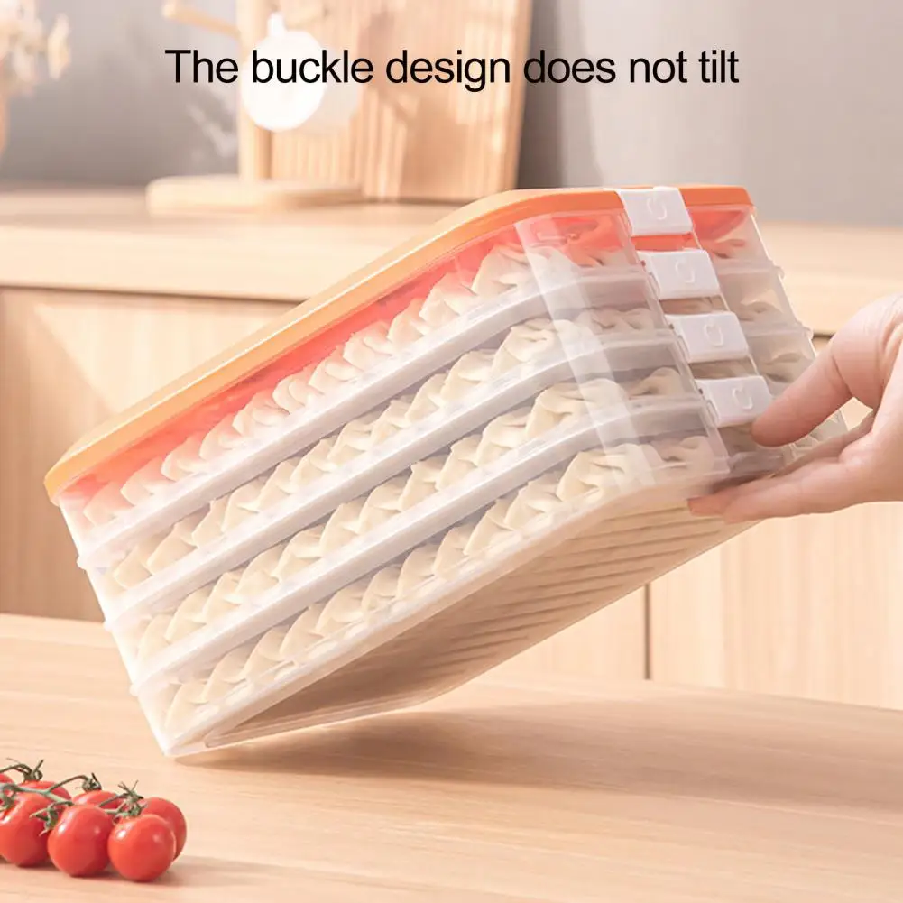 Odor-free Food Container Dumpling Box with Lid Capacity Dumpling Storage Box with Portable Handle Airtight Lid for Refrigerator