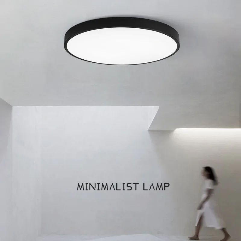 Ultra-thin Black Round LED Ceiling Lamp Household Bedroom Living Room Simple Modern Interior Lighting Decoration