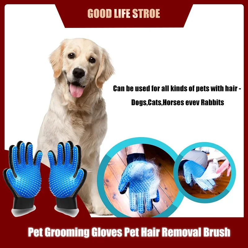 Pet Grooming Gloves Pets Hair Removal Brush Gloves Cats Dogs Horses Bath Brush Cleaning Massage Gloves Practical Pet Products