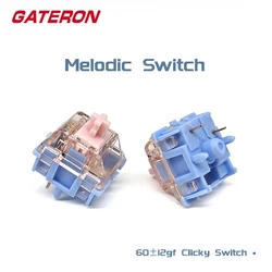 Gateron Melodic Switch 60g Clicky 5-Pin MX Switch for Mechanical Keyboard Pre-lubed Nylon SMD Long Spring Dual Rail DIY F75 F87