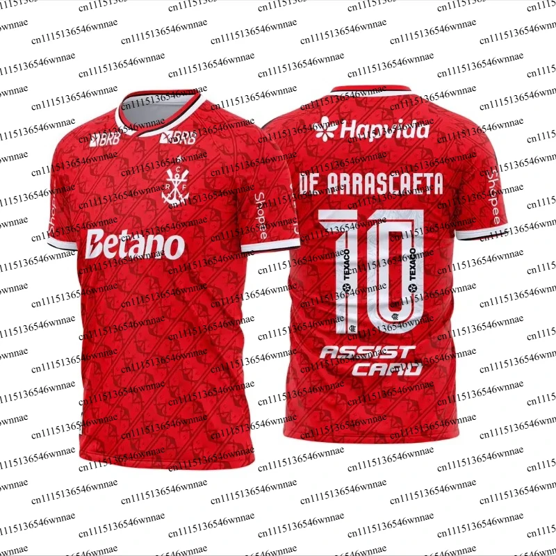 Camisa de Futebol 3D Impressa Flamengo 2026 Masculina de Verão Secagem Rápida Respirável Camiseta de Manga Curta Roupas Combinando para a Família