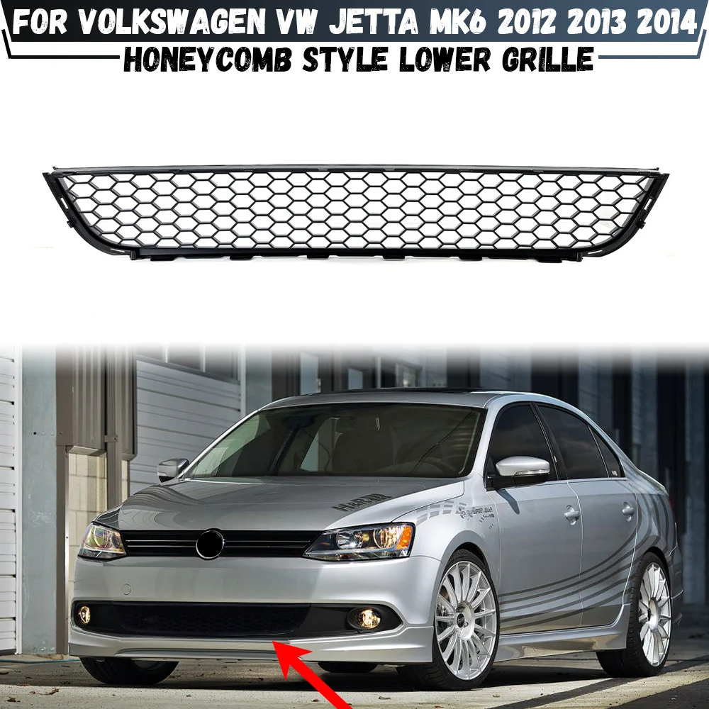 

Car Front Bumper Lower Grille Honeycomb Hex Mesh Grills For Volkswagen VW Jetta MK6 2012 2013 2014 GLI Style Grill Cover