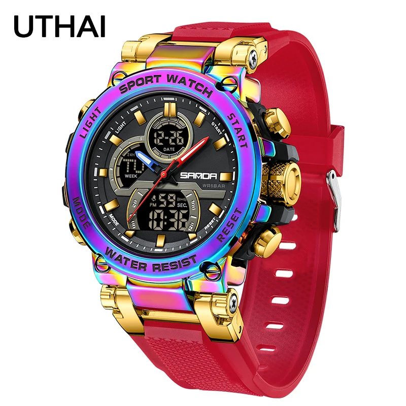 전자 시계, 맞춤형 및 트렌디한 시계, 발광 다기능 듀얼 디스플레이, 남성용 고급 선물 시계