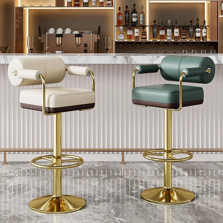Chaise de bar 2026, haute, style nordique, en métal doré de luxe, pour cuisine, en cuir moderne, pas chère, tabourets de bar pour table de bar