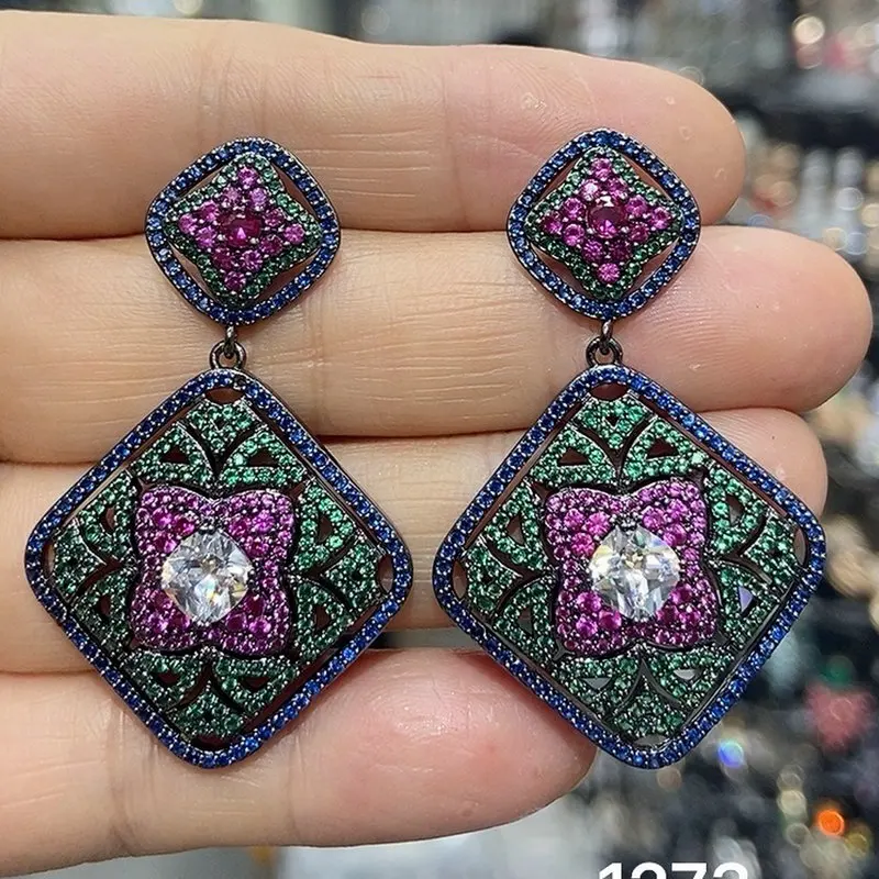 

Bilincolor модные винтажные зеленые геометрические серьги для женщин